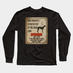 Africanis Silhouette Vintage Humorous Guard Dog Warning Sign Long Sleeve T-Shirt